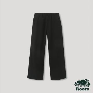 【Roots】Roots女裝-摩登周間系列 微開岔簡約寬褲(黑色)