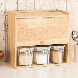 【NITORI 宜得利家居】木製附門調味料收納盒 2394(收納 收納盒 調味料)