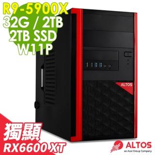 【Acer 宏碁】Altos P15F7 繪圖工作站 R9-5900X/32G/2TSSD+2TB/RX6600 XT 8G/500W/W11P(獨顯雙碟)