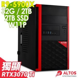 【Acer 宏碁】Altos P15F7 繪圖工作站 R9-5900X/32G/2TSSD+2TB/RTX3070TI 8G/700W/W11P(獨顯雙碟)