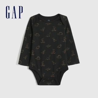 【GAP】嬰兒 布萊納系列 印花長袖包屁衣(429365-恐龍印花)