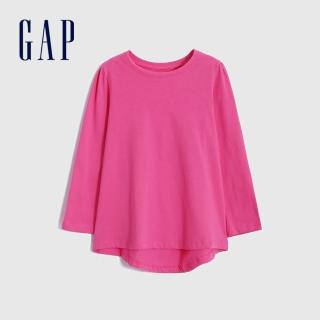 【GAP】女幼童 布萊納系列 純棉長袖T恤(425859-玫紅色)