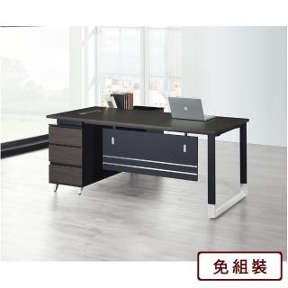 【AS】AS-克雷格6尺L型黑色辦公桌+側櫃-桌子:180x80x76cm  側櫃160x40x67cm