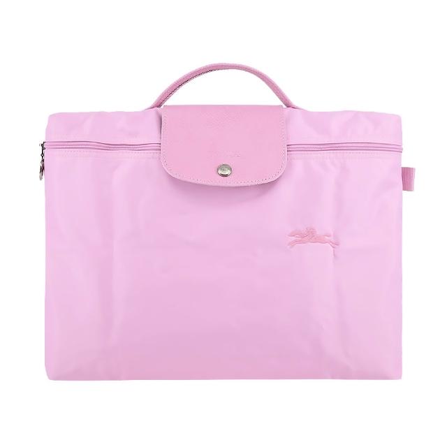 【LONGCHAMP】LE PLIAGE GREEN系列刺繡再生尼龍摺疊公事包(多色選)