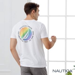 【NAUTICA】男裝Pride系列圓標彩虹短袖T恤(白色)