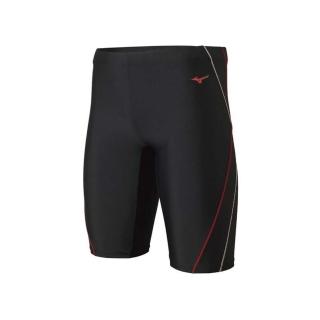 【MIZUNO 美津濃】SWIM 男五分泳褲-游泳 泳裝 平口泳褲 四角泳褲 美津濃 黑紅灰(N2JB210296)