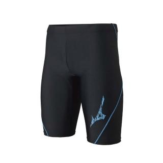 【MIZUNO 美津濃】SWIM 男五分泳褲-游泳 泳裝 平口泳褲 四角泳褲 美津濃 黑藍銀(N2JB261192)