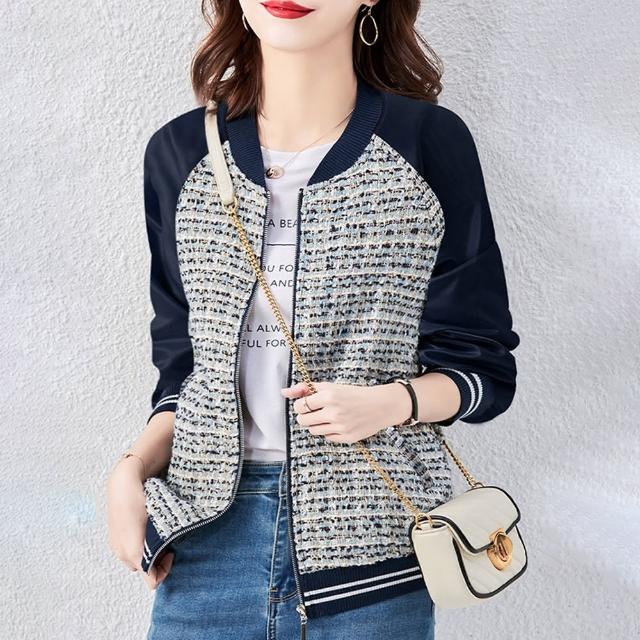 【初色】小香風短款寬鬆休閒棒球服外套-共2色-64239(M-2XL可選)