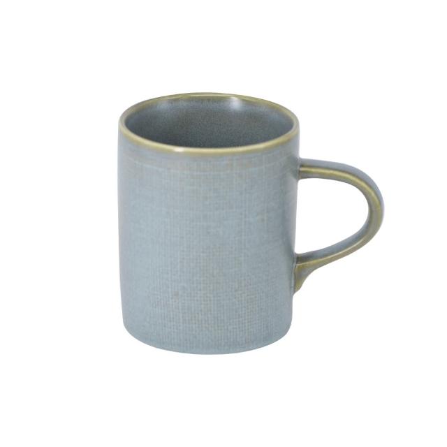 【YU Living 信歐傢居】陶瓷手工壓紋窯變釉馬克杯二件組 380ml(二件一組.2色任選/水杯 早餐咖啡杯)