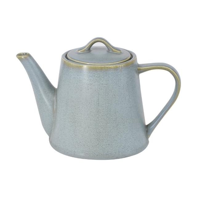 【YU Living 信歐傢居】歐式陶瓷手作壓紋窯變釉茶壺 水壺 950ml(2色/ 亞光卡其色.灰色)