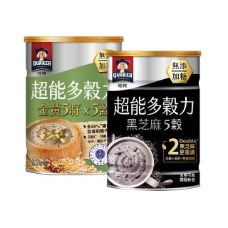 【QUAKER 桂格】超能多穀力390g任選3罐-無添加糖(金黃5籽x5穀/黑芝麻5穀)