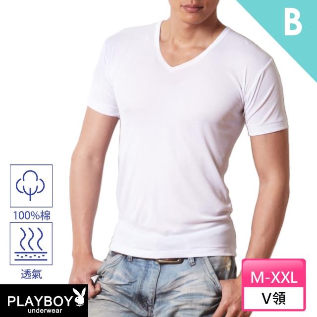 【PLAYBOY】4件組 純棉親膚羅紋內衣-廠出(圓領/V領/短袖/男內衣)