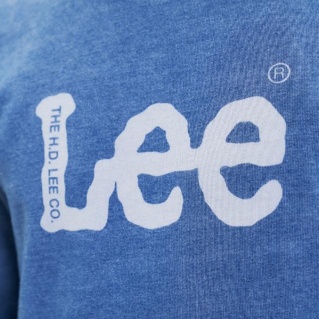 【Lee】男裝 長袖厚T / INDIGO 大LOGO印花 牛仔藍 標準版型(LL220039BHR)