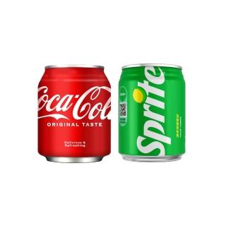 【Coca-Cola 可口可樂】可樂+雪碧 易開罐250ml x2箱(共48入;24入/箱)