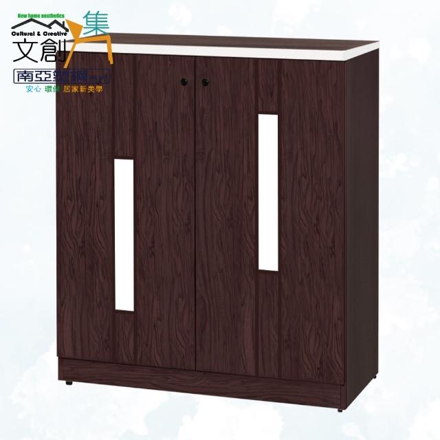 【文創集】南亞塑鋼  柯蕭3尺直飾彩門系列雙開門鞋櫃(七色可選＋搭配亮面黑圓釦形五金把手)