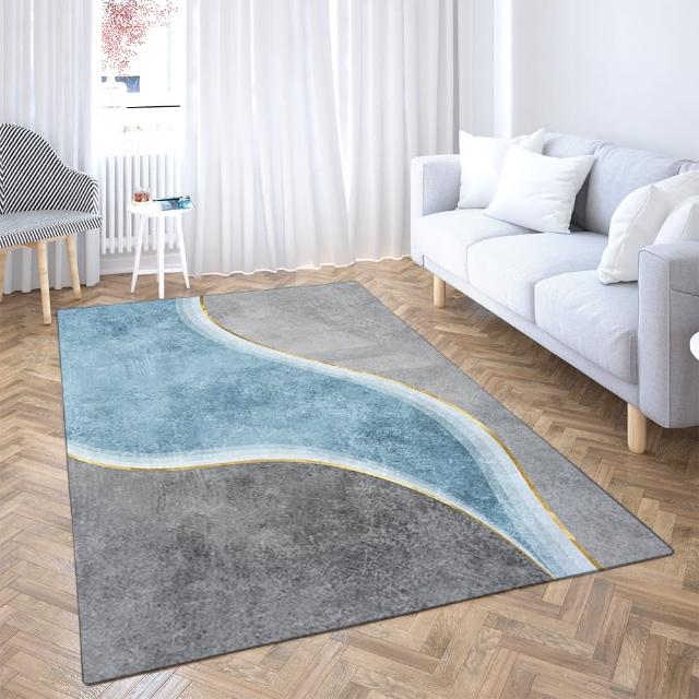 【半島良品】買1送1-侘寂風北歐加大水晶絨止滑地毯200x140(客廳地毯/保溫保暖地墊)