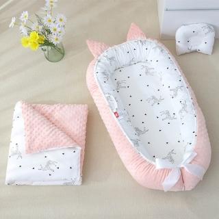 10881583 OL 【Kori Deer 可莉鹿】便攜式可折疊純棉多功能床中床附被子-豆豆絨(睡窩攜帶嬰兒床包外出旅行床遊戲墊)