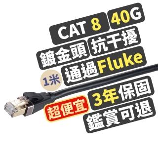 【PX大通-】3年保固Fluke測試CAT8高速1M鋁合金2000M乙太40G網路線線纜RJ4攝影機POE供電ADSLMOD交換器路由器
