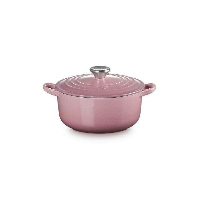 【Le Creuset】琺瑯鑄鐵鍋圓鍋 20cm(錦葵紫/棉花白 2色選1)