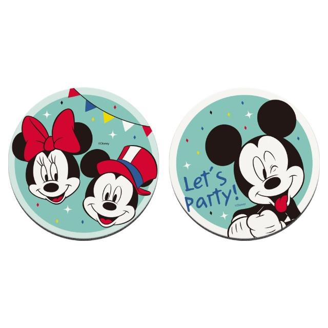【收納王妃】Disney 迪士尼 米奇米妮 派對系列 軟式珪藻土杯墊 2入組(10x10x0.5 珪藻土 米奇 米妮)