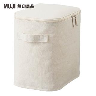 【MUJI 無印良品】聚酯纖維麻收納箱/長方形/中/半/附蓋(約寬18.5×深26×高26 cm)