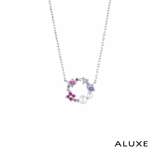 【ALUXE 亞立詩】10K金 粉紅寶石 水晶 淡水珍珠項鍊 NN0213(2色任選)