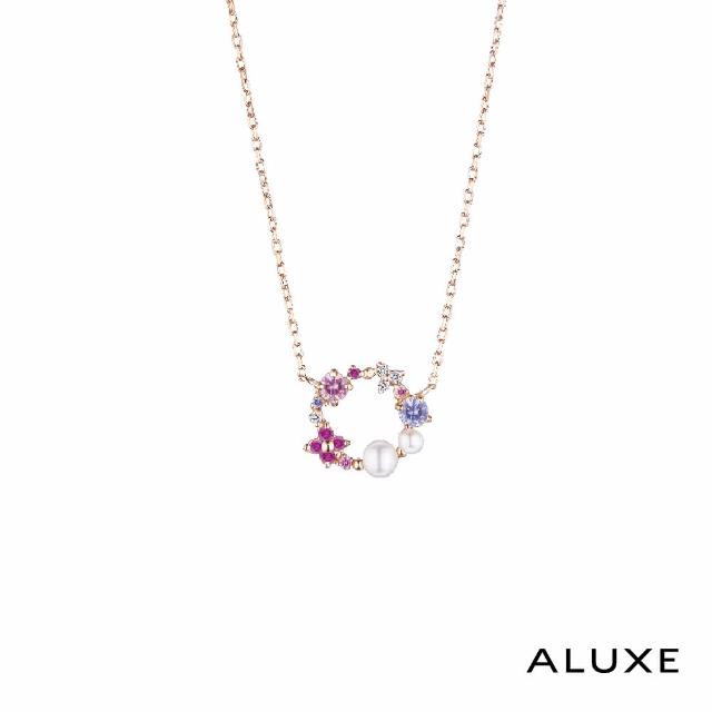 【ALUXE 亞立詩】10K金 粉紅寶石 水晶 淡水珍珠項鍊 NN0213(2色任選)