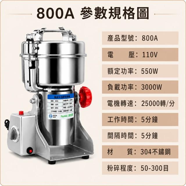 【Felsted 菲仕德】多功能磨粉機 中藥材打粉機 800克(三七直打粉 粉碎機 搖擺式打粉機 磨粉機 打粉機)