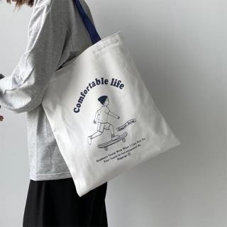 【Life365】文青帆布袋 帆布袋 帆布包 拉鍊帆布袋 大帆布袋 肩背包 手提袋 手提包 帆布包 