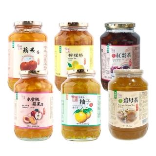 【韓味不二】韓國有果肉傳統生茶系列3罐組1kg/罐(生薑茶/柚子茶/蘋果茶950g/紅棗茶/水蜜桃蘋果茶/檸檬茶)