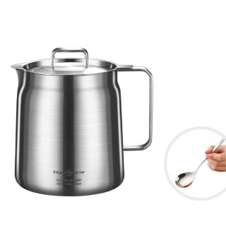 【PUSH!】餐廳廚房用品304不銹鋼濾油壺帶蓋過濾防漏倒油瓶隔油(濾油壺1500ML附湯匙 D304)