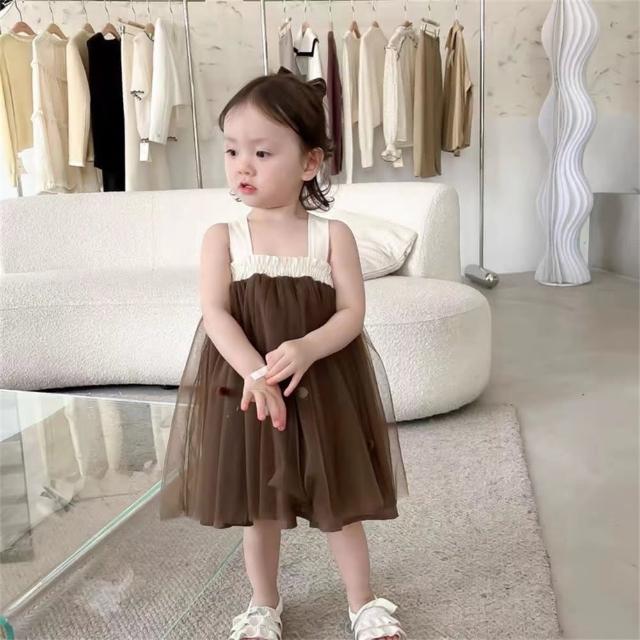 【安朵童舖】現貨韓版兒童夏季無袖雪紡女童連身洋裝女寶碎花連身公主裙紗裙連身裙(6/17/33)