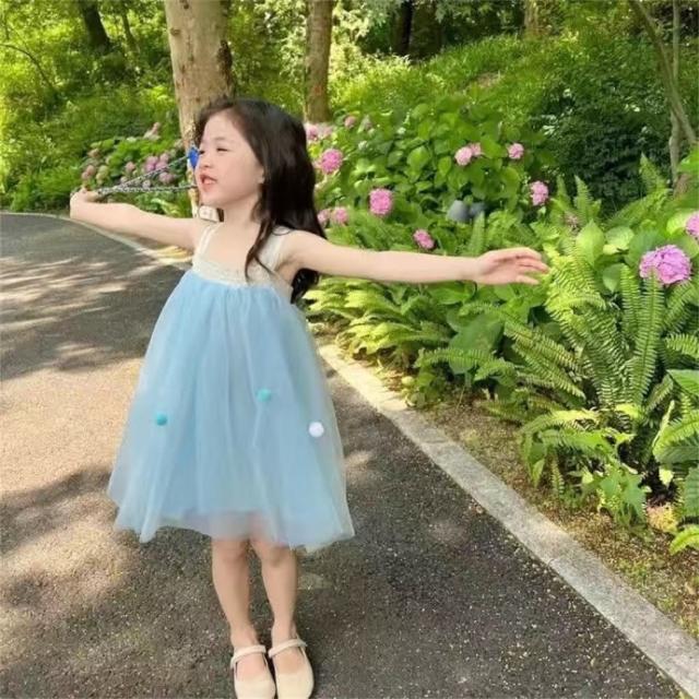 【安朵童舖】現貨韓版兒童夏季無袖雪紡女童連身洋裝女寶碎花連身公主裙紗裙連身裙(6/17/33)