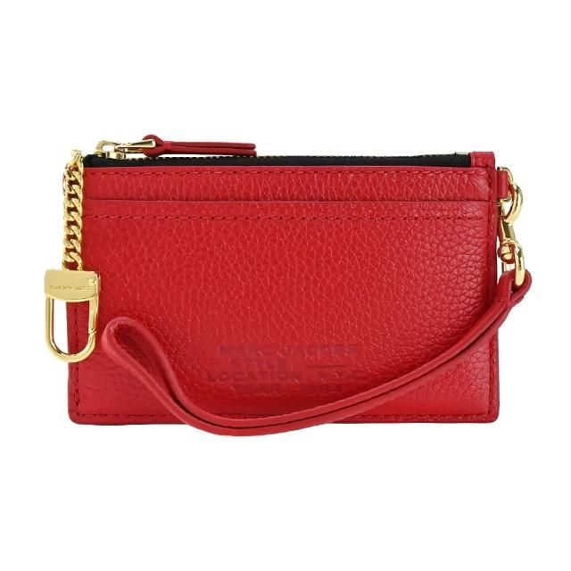 【MARC JACOBS 馬克賈伯】THE LEATHER ZIP壓印LOGO拉鍊鑰匙圈卡片夾/零錢包(多色選)