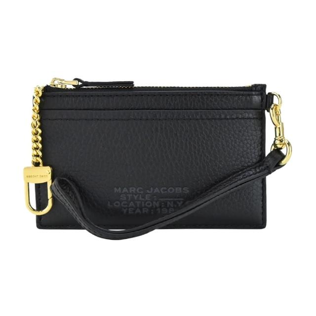 【MARC JACOBS 馬克賈伯】THE LEATHER ZIP壓印LOGO拉鍊鑰匙圈卡片夾/零錢包(多色選)