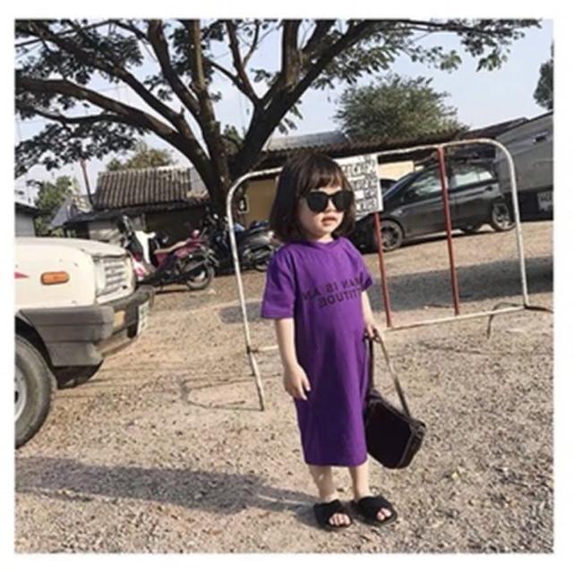 【安朵童舖】現貨韓版兒童短袖蝴蝶結開叉連身裙女寶休閒連身裙女童露背長版裙(015)