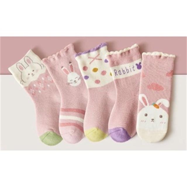 【安朵童舖】現貨韓版兒童聖誕襪女童五入組毛圈加厚襪子男童復古小玫瑰襪子寶寶襪子五入組(017)