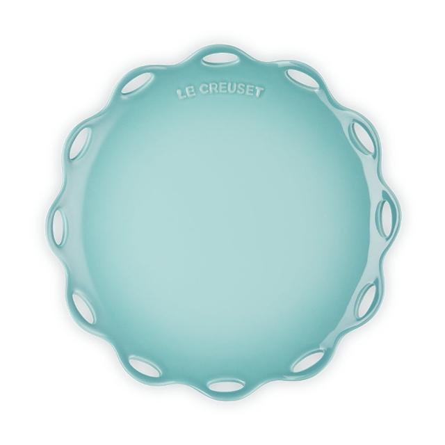 【Le Creuset】瓷器蕾絲花語系列圓盤 25cm(蛋白霜/銀灰藍/悠然綠/貝殼粉 4色選1)