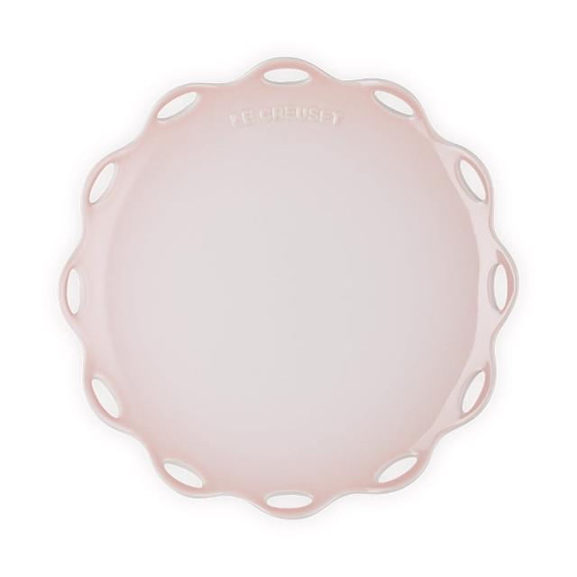 【Le Creuset】瓷器蕾絲花語系列圓盤 25cm(蛋白霜/銀灰藍/悠然綠/貝殼粉 4色選1)