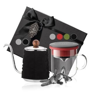 【PO:】手沖咖啡玻璃杯禮盒組(手沖壺/咖啡杯350ml/多色可選/送禮物首選)