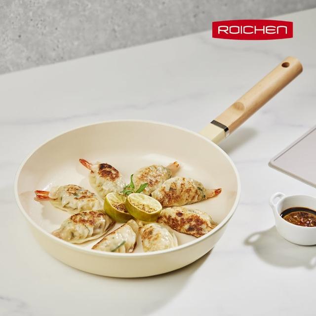 【Roichen】韓國抗菌陶瓷木柄不沾平底鍋 28cm(IH爐/全火源適用陶瓷塗層不沾鍋)