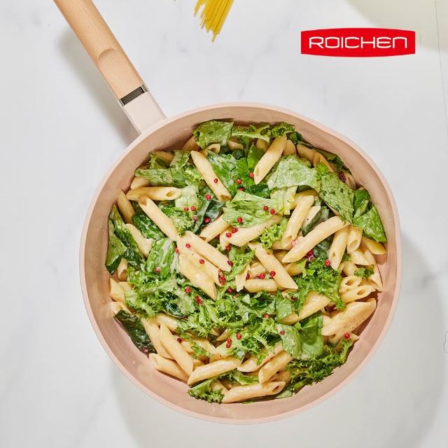 【Roichen】韓國抗菌陶瓷木柄不沾深炒鍋 28cm(IH爐/全火源適用陶瓷塗層不沾鍋)