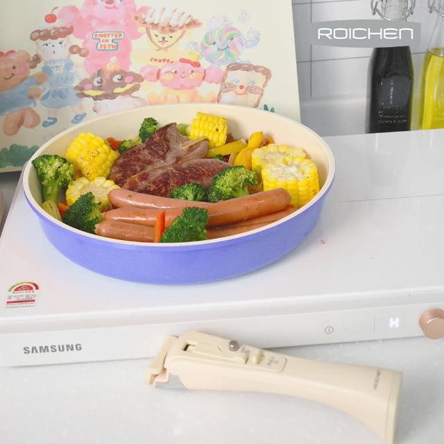 【Roichen】韓國製 28cm平底鍋 不含把手(IH爐 全火源適用 露營 輕量鍋陶瓷塗層不沾鍋)