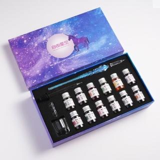 星空漸變玻璃筆禮盒-16件組(沾水筆 蘸水筆 墨水 水晶 書法 練字 鋼筆 辦公 禮物 手帳 文具)