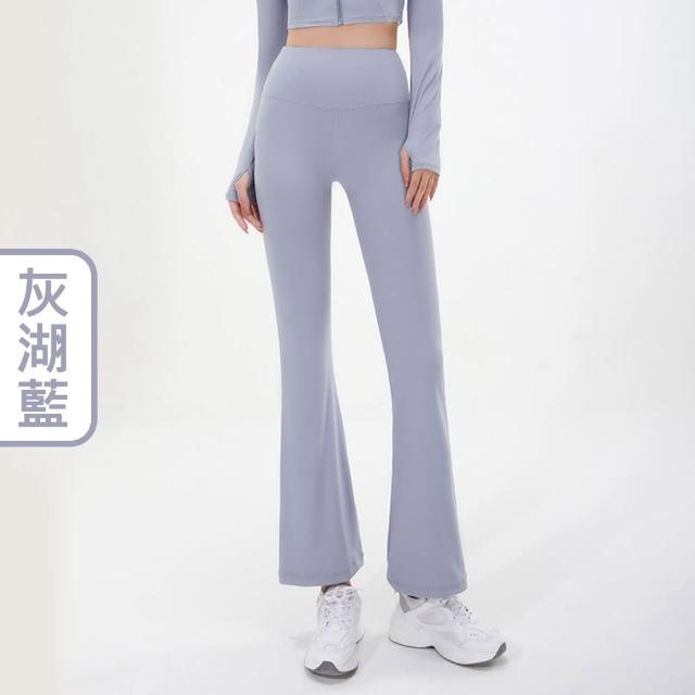 【KOKOYI】韓版新款無縫蜜桃修身彈力高腰打底透氣提臀速乾健身喇叭褲瑜珈褲(瑜珈 彈力褲 修身 運動 跑步)