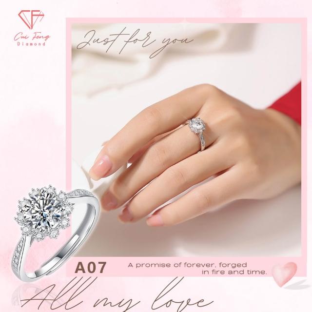 【CF Diamond】送禮首選 精美鑽飾 (莫桑鑽 1克拉 鑽石 項鏈 女戒 戒指  生日禮物 求婚)
