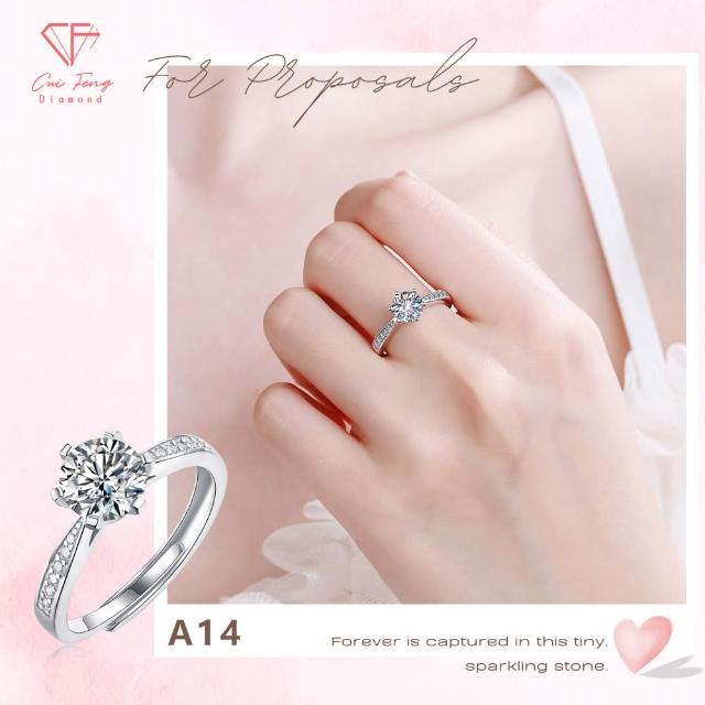 【CF Diamond】七夕情人節|送禮首選 精美鑽飾 (莫桑鑽 1克 鑽石 項鏈 女戒 戒指 生日禮物 求婚)