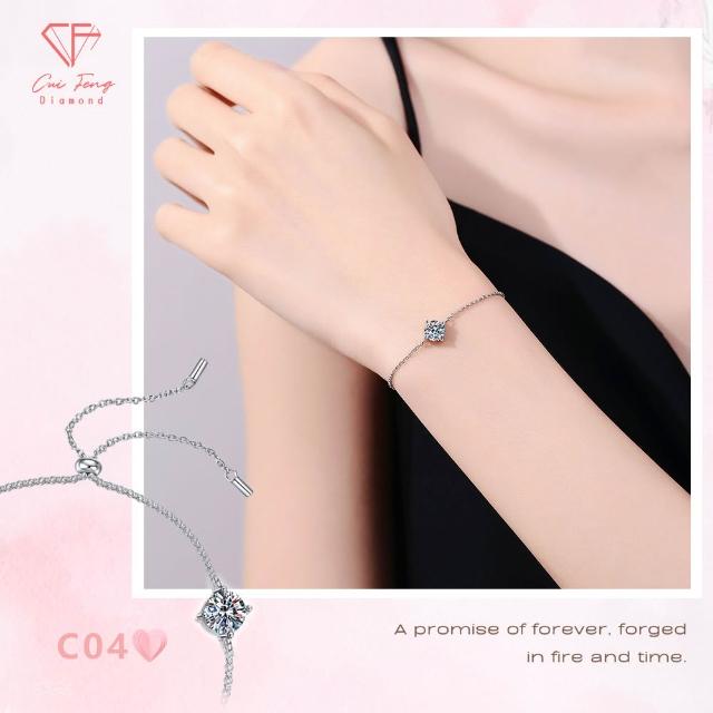 【CF Diamond】送禮首選 精美鑽飾 (莫桑鑽 1克拉 鑽石 項鏈 女戒 戒指  生日禮物 求婚)