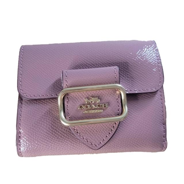 【COACH】Morgan 方形馬車LOGO金屬釦飾零錢袋皮革短夾禮盒組