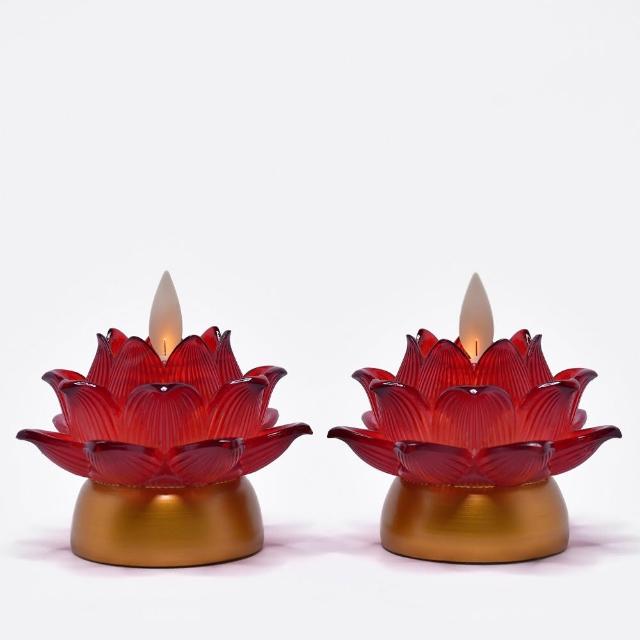 【新韻傳音】祈願心燈 電子蠟燭燈 充電式蓮花燈(最寬直徑8cm／2入組 中元普渡拜拜)